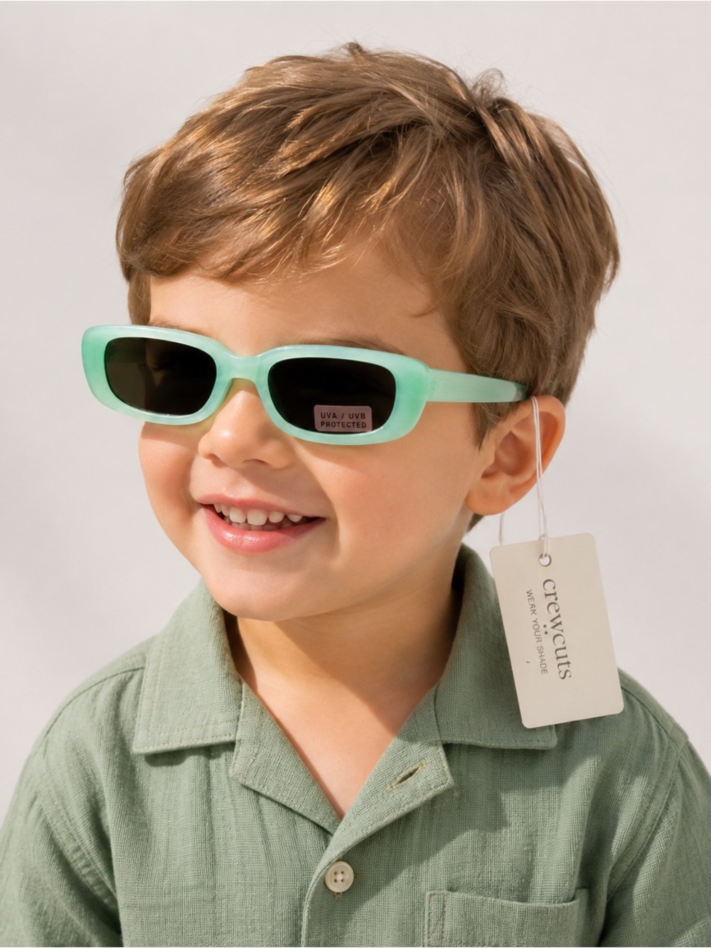 Crewcuts Mint Green Rectangular Kids Sunglasses